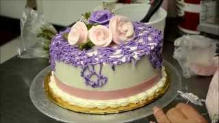 Making of a Vegan birthday cake non dairy whipped cream flowers [upl. by Conrad]