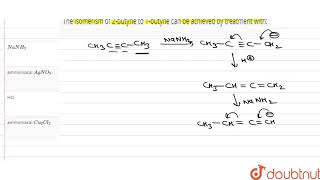 The isomerism of 1butyne to 2butyne can be achieved by treatment with [upl. by Stanwin]