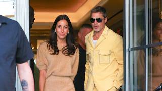 Brad Pitt amp girlfriend Ines de Ramon spotted leaving hotel in NYC [upl. by Llerut]