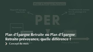 Concept du mois  Plan dÉpargne Retraite ou Plan dÉpargne Retraite prévoyance quelle différence [upl. by Ahtel]