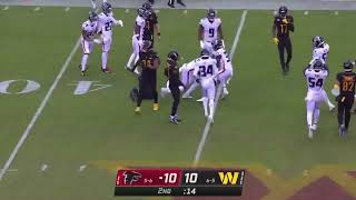 Taylor Heinicke Throws Interception to Mykal Walker  Falcons vs Commanders [upl. by Marian429]