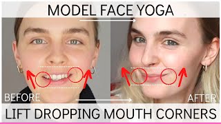 Getting Rid of Dropping Mouth Corners  Face Exercises quick  Model Face Yoga with Anna [upl. by Aninad]