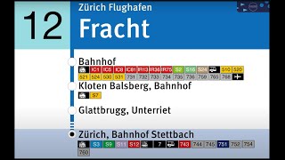 VBG Ansagen » 12 Zürich Flughafen Fracht — Zürich Bahnhof Stettbach  SLBahnen [upl. by Anehsuc623]