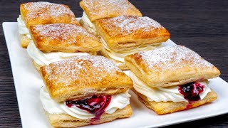 They will disappear in a minutePerfect dessert of puff pastry and pastry creamReady in 20 minutes [upl. by Cornie337]