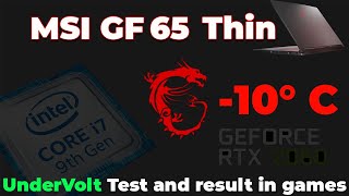 MSI GF 65 Thin Gameplay Undervolt result  Throttlestop amp DC Settings i7 9750H  RTX 2060 [upl. by Shaffer]