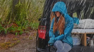 heavy rain solo car camping [upl. by Gittel]