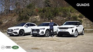 MercedesBenz GLA vs Audi Q3 Sportback vs Range Rover Evoque  Comparativa  Quadises [upl. by Ytsrik]