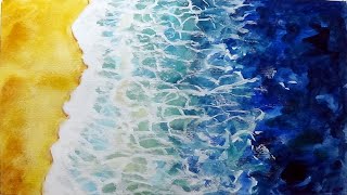 Blue Ocean Waves  Watercolor Painting  By Vamos [upl. by Intruok380]