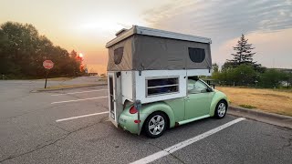 Camping in my Small Car for the First time  Overnight in Popup Tent [upl. by Talich]