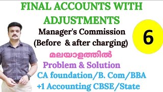 Final accounts with adjustments Managers commission on profit accounting Malayalam [upl. by Cassius]