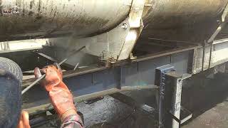 pressure washing a SULFURIC ACID carrier trailer truck satisfying deepclean ASMR [upl. by Dabbs]