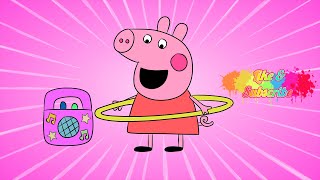 How to Color Peppa Pig Hula Hoop coloring video drawtube28 [upl. by Anomas743]