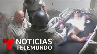 Surge un nuevo caso de brutalidad policial ante un detenido latino en California  Noticia Telemundo [upl. by Alleuqahs]