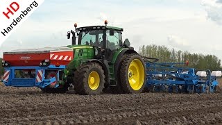 John Deere 6210R  GPS  Monosem 12 rijer  Schimmel  Mais zaaien  Maize seeding  NL [upl. by Daegal902]