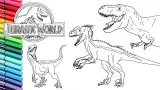 Drawing and Coloring Jurassic World Dinosaurs collection  How to Draw Color Dinosaurs for Children [upl. by Phineas625]