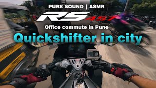 Aprilia RS457 Quickshifter in City  Pure sound  RS 457 Exhaust [upl. by Anilatac578]