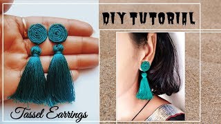 DIY Tassel Earrings  Handmade silk thread tassel earrings  Jewellery Making [upl. by Pantheas897]