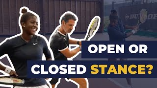 Should you have an open or closed stance  Tennis Tips with Patrick Mouratogou [upl. by Htidirem]