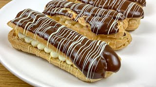 Amazing Chocolate Eclairs Choux Pastry and Profiteroles with Chocolate Sauce [upl. by Einnus]