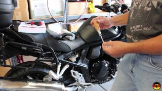 Suzuki GSX1250FA Rear Brake Fluid Bleeding and Change [upl. by Enirod752]