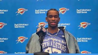 Shai GilgeousAlexander post game media availability Grizzlies  Thunder 121823 [upl. by Hung]