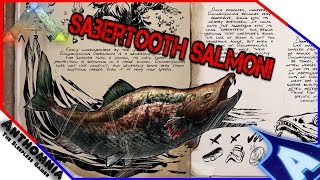 SABERTOOTH SALMON  ARK Survival Evolved Oncorhynchus Dossier  Sabertooth Salmon Dossier  New Dino [upl. by Dachy]