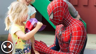 SpiderMan Surprises 400 Kids  Movie Costume with Muscle Suit [upl. by Nnylak]