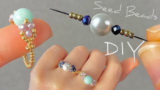 Easy Beaded Rings for Beginners How to Make Rings  Seed Bead Ring Tutorial [upl. by Etra796]