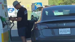 He Tried to Put Gas In His Tesla Model 3 [upl. by Sedda]