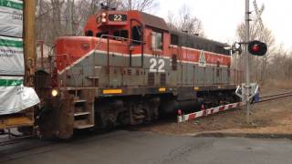 Housatonic RR GP7U switching out Interstate Lumber 4315 Part 2 [upl. by Cirdla]