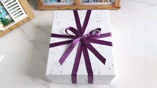 How to tie a ribbon bow on a gift box  Easy wrapping gift ribbon ideas [upl. by Aiduan482]