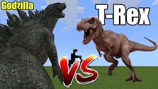 Godzilla vs TRex  Minecraft PE [upl. by Bobinette]