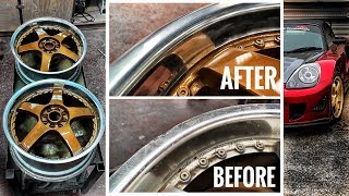 how to Restore curbed polished rims  curb rash repair [upl. by Eenhpad552]