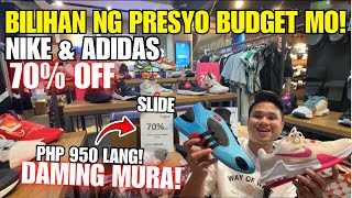 BAGSAK PRESYO NA MGA NIKE AT ADIDAS  DAMI BUDGET PRICE NA SAPATOS AT SLIDES [upl. by Yeleak]