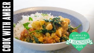 Cauliflower and Chickpea Curry  10HealthyMeals  Cook With Amber [upl. by Townshend]