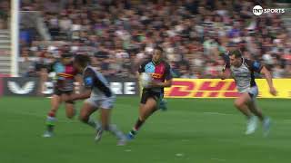 Leigh Halfpenny scores his first try for Harlequins as Cassius Cleaves sets him up against Newcastle [upl. by Hsirahc]