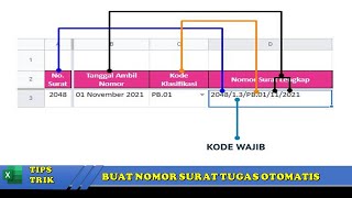 Membuat Nomor Surat Tugas Otomatis di Excel [upl. by Wootten559]