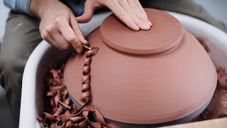 Throwing and Trimming a Large Pottery Stoneware Bowl — Narrated [upl. by Gale]