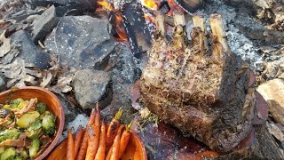 Campfire Prime Rib Roast  Cooking Christmas Feast over Campfire How to Sous Vide Prime Rib Hack [upl. by Uol]