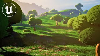 Stylized Zelda Landscape Large Scale PCG Tutorial with Gaea Maps in Unreal Engine [upl. by Joyann279]