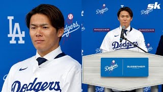 MLB News  MLB fans impressed as Yoshinobu Yamamoto introduces in English during Dodgers presser [upl. by Salim]