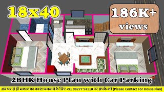 1840 House Plans  18x40 House Plans with Car Parking  18x40 House Design  3D House Design [upl. by Aihcrop]