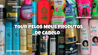 TOUR PELOS MEUS PRODUTOS DE CABELO  shampoo condicionador máscaras óleos finalizadores 💗✨ [upl. by Mcloughlin55]