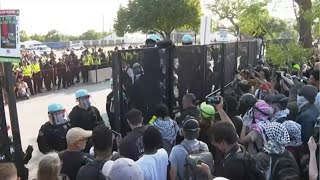 LIVE Protesters breach fence line near United Center on 1st day of DNC [upl. by Niwde236]