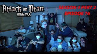 FINALLY ITS BACK  Attack on Titan Season 4 Part 2  Episode 76 Group Reaction Video SPOILERS [upl. by Yllus]