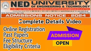 NED University Karachi Admission 2024  NED University  NED University Fee Structure [upl. by Annahvas]