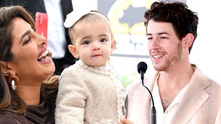 Nick Jonas and Priyanka Chopra Debut Baby Malti at Walk of Fame Event [upl. by Nylacaj597]