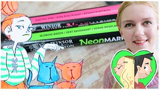 NEON and METALLIC Markers Designing the ATOMIC CAT LADY with Winsor amp Newton Promarkers [upl. by Eibbor256]