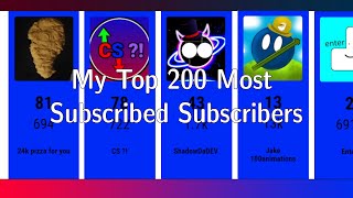 My Top 200 Most Subscribed Subscribers statsweek [upl. by Beaumont]