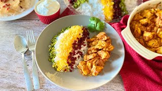 EASY BAKED Saffron Chicken with Barberry Rice Recipe Persian Zereshk Polo ba Morgh [upl. by Euqnom72]